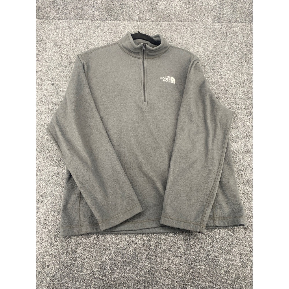 The North Face TKA 100 1/4 Zip Fleece Pullover Mens Large Gray Hiking Sweater L